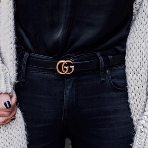 Gucci | Thin Leather Belt | Double G | Size 75